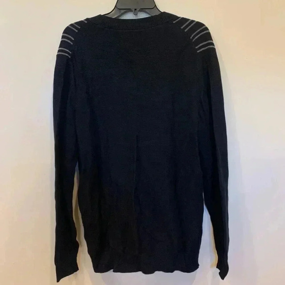 Mens Alfani Stripped Cardigan V Neck Button Down M NWT -B4 Black - Picture 6 of 6